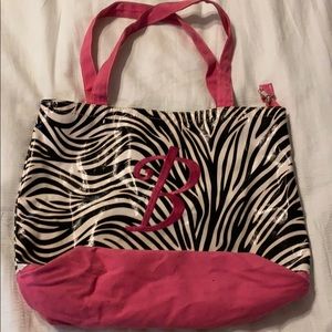 B zebra tote bag